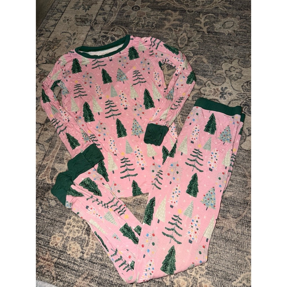 Little Sleepies Bamboo Pajama Set Pjs Pink Twinkling Trees Christmas